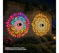 Lámpara de pared solar Mandala que cambia de color, luz LED hueca retro para valla, decoración de jardín, patio, escaleras, 1/2 unidades