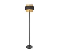 Lámpara de pie albans pantalla doble metal, plástico y tela 160 x ø 30 cm - negro / dorado [lux.pro]