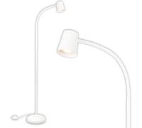 Lámpara de pie BRILONER, con interruptor en el pie, cabezal flexible, altura de 127,5 cm, 1 bombilla GU10, máximo 9W, color blanco
