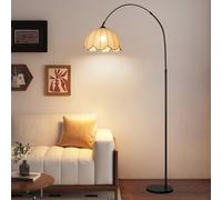 Lámpara de pie de arco Lámparas de pie negras Lámpara de pie de altura ajustable con base de mármol Pantalla de tela Lámpara alta con interruptor de botón Arco Sofá Luz de lectura para dormitorio