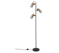 Trio Leuchten Tosh 404300332 - Lámpara de pie (metal, mate, madera, no incluye 3 bombillas E14)