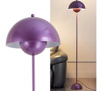 Lámpara de pie de diseño nórdico, color lila. Inspiración: "maceta". Base parabólica. Casquillo E27. Ideal para salón, comedor y dormitorio
