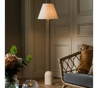 Lámpara de pie Gino de Globen Lighting, base de travertino, beige, 145 cm