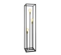 Lámpara de pie groningen - 140 x 30 x 30 cm - lámpara de diseño con 3 focos - iluminación interior - 3 x e27 - metal - negro y latón [lux.pro]