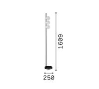 Lámpara de pie IDEAL LUX Binomio, negra, 160 cm, metal, 3 luces