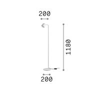 Lámpara de pie IDEAL LUX Dodo, blanca, altura 118 cm, metal, atenuador de