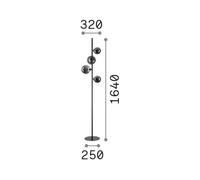 Lámpara de pie IDEAL LUX Perlage, latón/blanco, altura 164 cm, 4 luces
