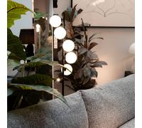 Kare Design Lámpara de Pie Scala Balls Milky, Negro, Mármol, Retro Minimalista, Lámpara de Pie Moderna, Iluminación de Dormitorio y Salón, sin Bombilla Incluida, Altura 160 cm