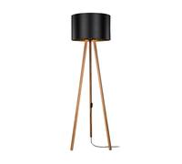 Lámpara de pie keynes 1xe27 20 w mdf pvc textil 21 x 37 cm bambú / negro [lux.pro]