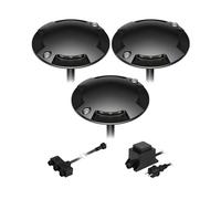ledscom.de Lámpara de pie LED Bunda, 4 llamas, para exteriores, negra, transitable, blanco cálido, juego de 3