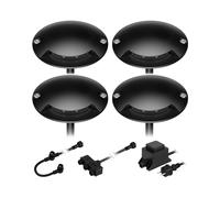 ledscom.de Lámpara LED de pie BUNDA, 1 lámpara, extraplana, para exteriores, aluminio, negra, redonda, 7cm Ø, blanco frío, juego de 4