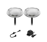 ledscom.de Lámpara de suelo LED Bunda, 4 llamas, para exteriores, transitable, blanco cálido, juego de 2