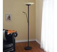 Lámpara de pie LED Lindby Ragna, brazo de lectura, marrón oscuro, atenuable
