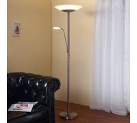 Lámpara de pie LED Lindby Ragna, brazo de lectura, níquel, atenuable