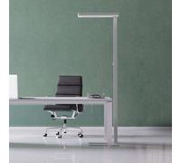 Lámpara de pie LED MAULjaval, color plata, 196 cm, base atenuable