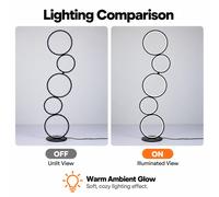 Lámpara de pie LED OLIMPO, 36W, con ajuste de temperatura de color (CCT) de 2700/4000/6000K, 5 anillos de aluminio , regulable con mando a distancia, altura de 117 cm