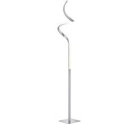Lámpara de pie LED Reality Leuchten, modelo Course R42051107, con estructura de metal niquelado mate, pantalla de acrílico blanco, incluye LED de 11 vatios y sensor regulador de intensidad