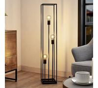 Lindby Lámpara de pie Krisha (Vintage) en Negro hecho Metal e.o. para Salón & Comedor (3 llamas, E27) lámpara