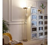 Lámpara de pie Lindby LED Josefin, bronce, brazo de lectura LED, atenuable
