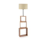 Lámpara de pie mansfield 1xe27 20 w metal mdf tela 20 x ø 37 cm crema / madera [lux.pro]