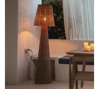 Lámpara de pie Newgarden Lola, color madera, ratán, IP54