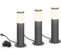 Lámpara de pie Philips, 3W, iluminación exterior tipo farola, color antracita, metal, IP44, ideal para terraza y jardín, clase II