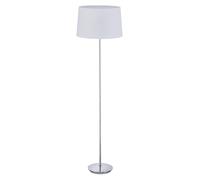 Relaxdays Lámpara de pie con pantalla textil blanco,plata