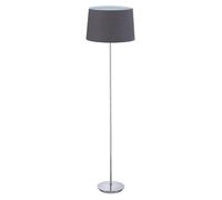 Relaxdays Lámpara Pie Cromado con Pantalla Textil Ø 40 cm, Luz Pie 148,5 cm Salón, Lámpara Pedestal E27, Gris