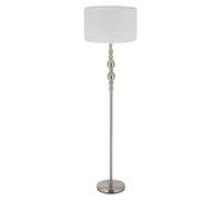Relaxdays Lámpara de Pie para Salón, E27, con Cable, Pantalla Tela Ø 43 cm, Estilo Retro, 155 cm Alto, Blanco y Beige