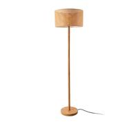 lux.pro Lámpara de pie Rochdale Lámpara de Suelo Iluminación de Salón 1xE27 60 W Madera/Ratán Interruptor de Pie 154 x Ø 40 cm - Natural/Marrón Amarillento