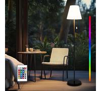 Lámpara de pie solar para exteriores, lámpara de pie para jardín, lámpara de pie inalámbrica con sensor de luz, recargable por USB, RGB, ideal para terrazas, balcones, fiestas y decoración