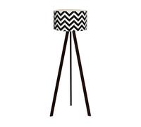 Lámpara de pie trípode newport 1xe27 20 w mdf pvc 21 x ø 38 cm negro / blanco [lux.pro]