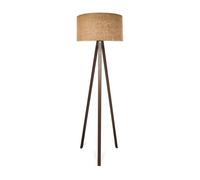 Lámpara de pie trípode newport 1xe27 20 w mdf textil 21 x ø 38 cm - marrón / efecto madera [lux.pro]