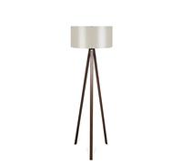 Lámpara de pie trípode oscuro con pantalla 100% mdf, gris claro, colección Tanganica, 38x38x140, casquillo E 27 Max 60 W