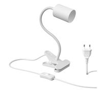 ledscom.de Lámpara de pinza, cuello de cisne WAIKA, interruptor, blanco mate, 1x GU10 máx. 15W