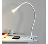 Lámpara de pinza LED Baris de Lindby, blanca, altura 44 cm, 3000K