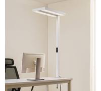 Lámpara de pinza LED de oficina Logan de Arcchio, blanca, atenuable, con sensor