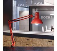 Lámpara de pinza LED MAULstudy, roja, acero, altura 44 cm, E27 EC:EPREL:1559462