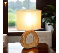 Lámpara de sobremesa base cerámica pantalla tela H: 28 cm pequeña marrón beige E14 lámpara de mesilla dormitorio lámpara de sobremesa salón