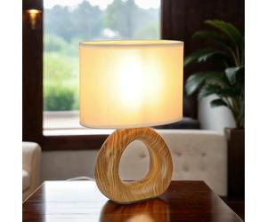 Lámpara de sobremesa base cerámica pantalla tela H: 28 cm pequeña marrón beige E14 lámpara de mesilla dormitorio lámpara de sobremesa salón