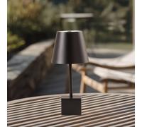 Lámpara de sobremesa Lindby LED recargable Janea CUBE, negra, metal