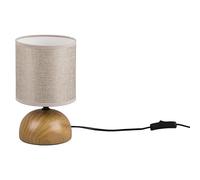Reality Leuchten Luci R50351035 - Lámpara de mesa (pie de cerámica, imitación de madera, pantalla de tela, no incluye 1 bombilla E14)