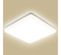 Lámpara de techo, 18W 1800LM Plafon Techo LED, Ip44 Impermeable, Cuadrada Led Lámpara de Baño Cocina Dormitorio Salón Pasillo Habitación Blanco Neutro 4000K [Clase de eficiencia energética A]