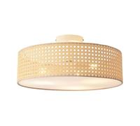 lux.pro Lámpara de Techo Ascot Luminaria Lámpara Colgante Pantalla Cilíndrica 3 x E27 máx. 60 W Comedor Oficina Salón Malla de Plástico Metal 20xØ45 cm - Efecto Ratán/Blanco