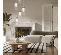 Mantra Iluminación Lámpara colgante Nora, blanca, transparente, 5 luces, redonda, cristal