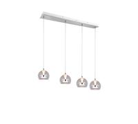 Lámpara de techo colgante de cristal transparente 4 luces regulables led flyint ø16 cm y 150 cm de ancho altura regulable