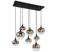 Lámpara de techo colgante de cristal y vidrio negra 45 cm de ancho maxy globo 8 luces e27 con altura regulable. altura máxima 120 cm