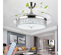 Lámpara de techo con mando a distancia silencioso, ventilador de techo retráctil, 6 velocidades, reversible, 3 temperaturas de color, moderno, ventilación, techo con luz-Silver, 107 cm