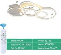Lámpara de techo, control inteligente, función de atenuación, 5 cabezales, color blanco