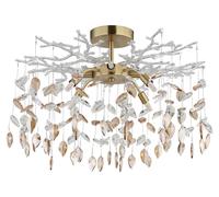 Lámpara de techo DANNA, metal dorado, diseño con cristales, 8 bombillas G9, diámetro 61 cm